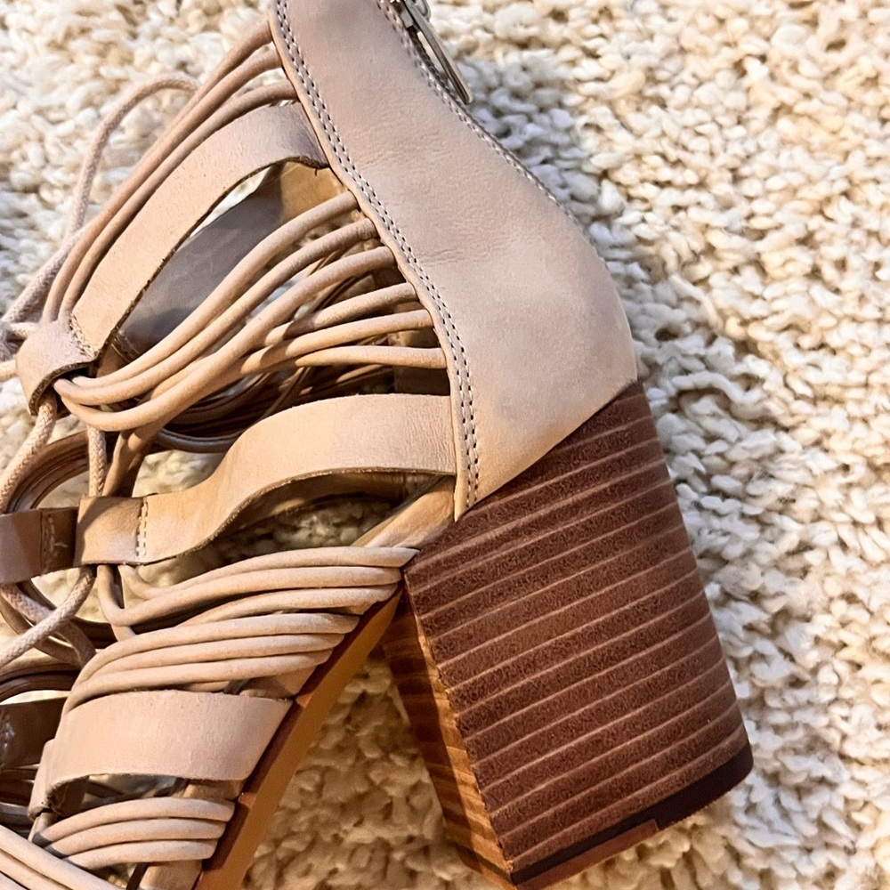Vince Camuto Kaiann Nubuck Suede Caged Block Heel Sandal - Picture 3 of 10